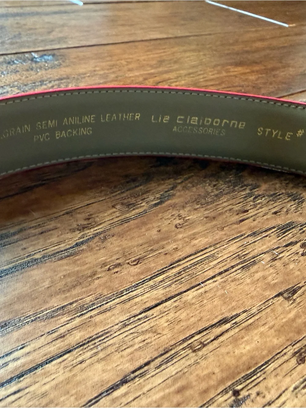 Vintage Liz Claiborne Red Leather Belt Oversized Gold Statement Buckle Medium